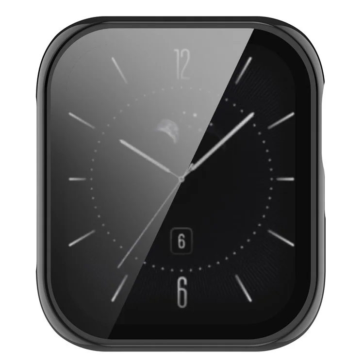 Für Oppo Watch SE Gehäuse PC-Rahmen mit Panzerglas Schutzfolie - Schwarz