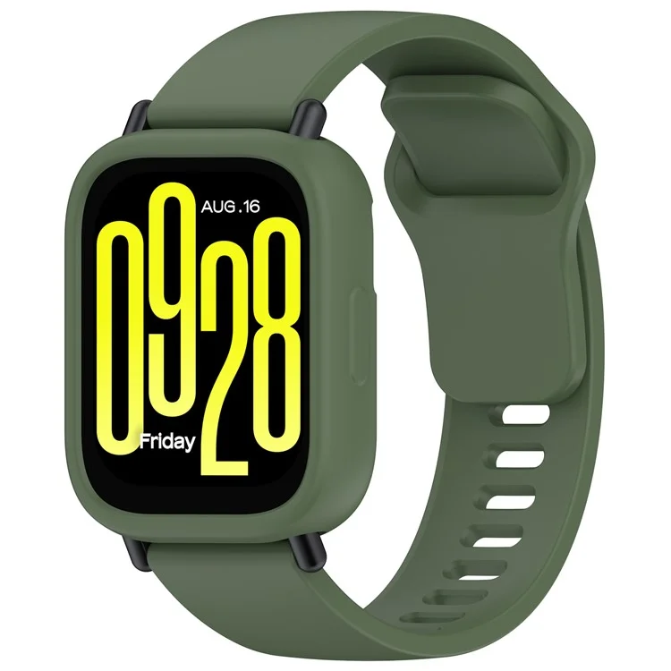 Für Xiaomi Redmi Watch 5 Lite Silikon Uhrengehäuse Stoßfeste Schutzrahmen - Dunkelgrün