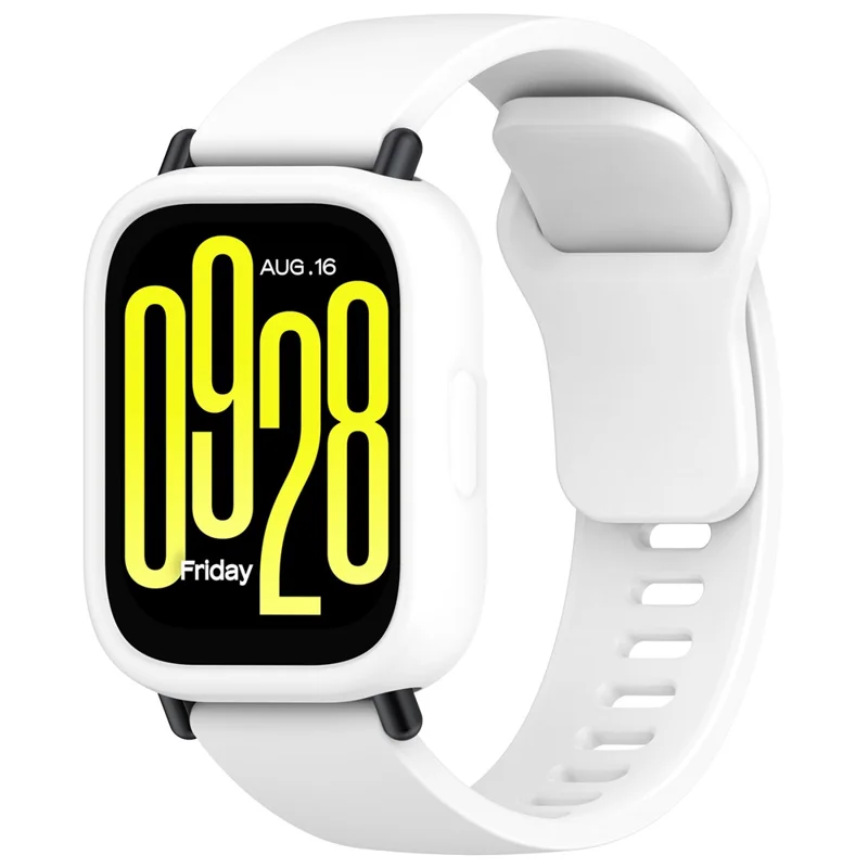 For Xiaomi Redmi Watch 5 Lite Silicone Watch Case Shockproof Bumper Frame - White