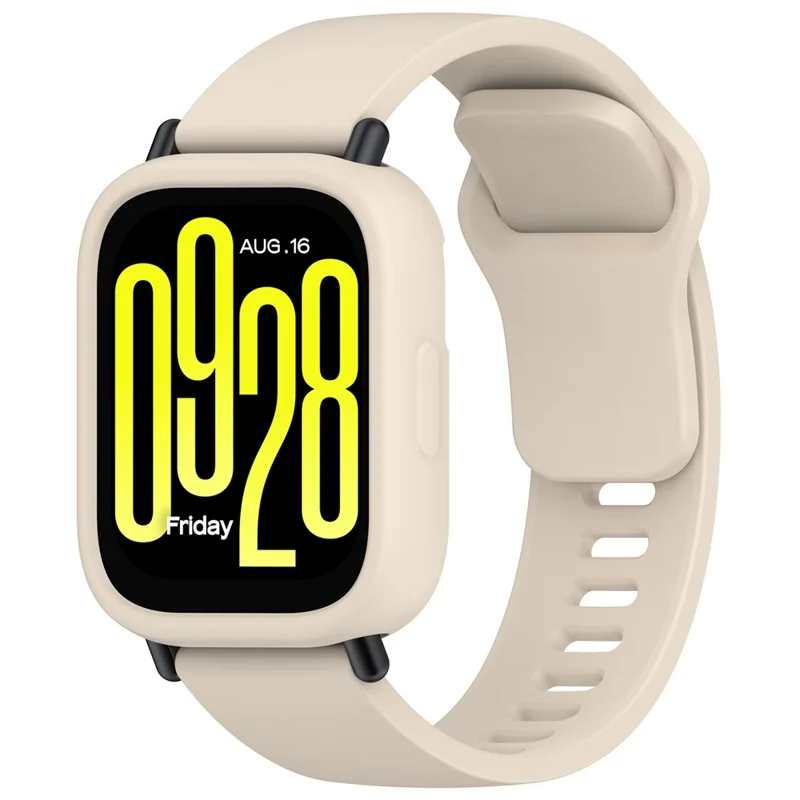 For Xiaomi Redmi Watch 5 Lite Silicone Watch Case Shockproof Bumper Frame - Ivory White