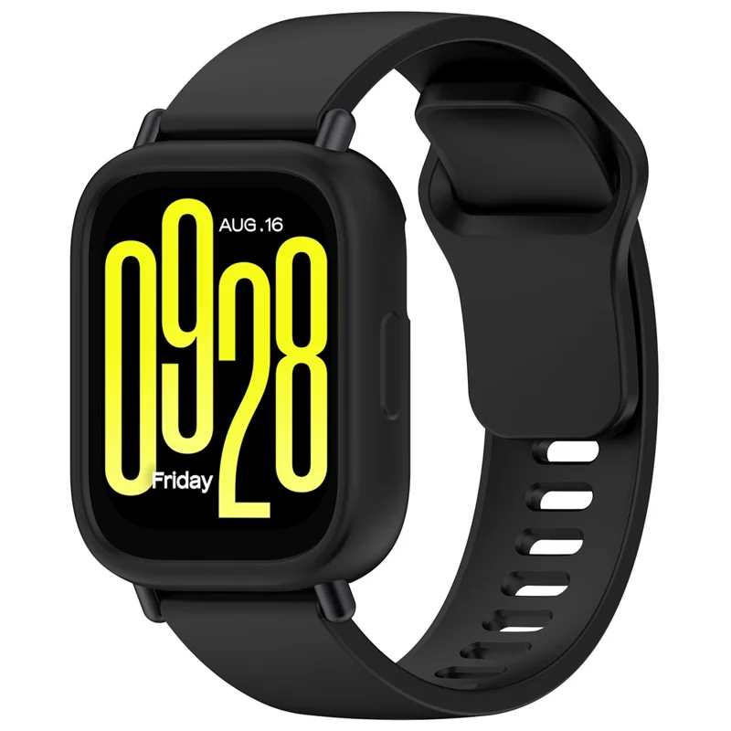 For Xiaomi Redmi Watch 5 Active Silicone Watch Case Shockproof Bumper Frame - Black