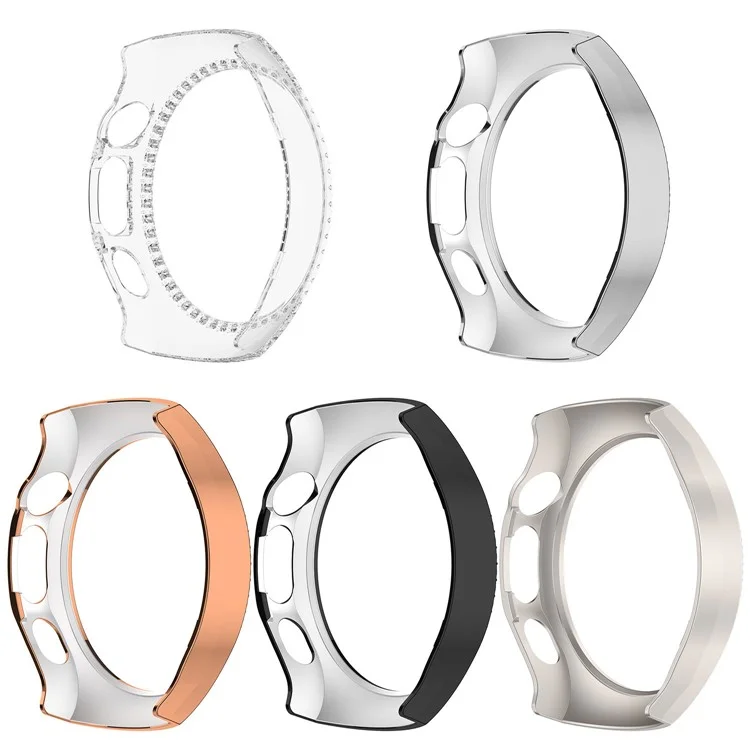 Pour Huawei Watch 5 42mm Étui de Montre avec Décoration de Strass, Design Ajouré et Placage Électrolytique - Noir