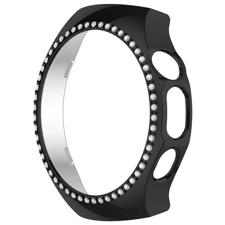 For Huawei Watch 5 46mm Watch Case Rhinestone Decor Hollow Electroplating PC Watch Cover - Black