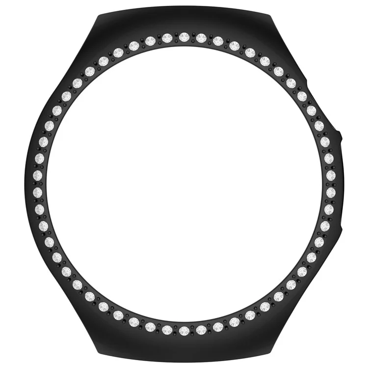 For Huawei Watch 5 46mm Watch Case Rhinestone Decor Hollow Electroplating PC Watch Cover - Black