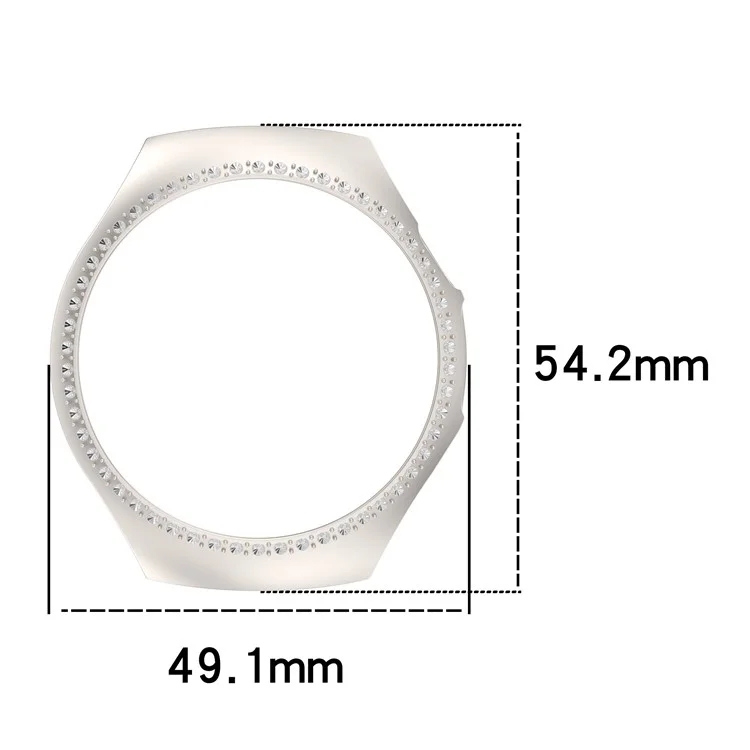 For Huawei Watch 5 46mm Watch Case Rhinestone Decor Hollow Electroplating PC Watch Cover - Black