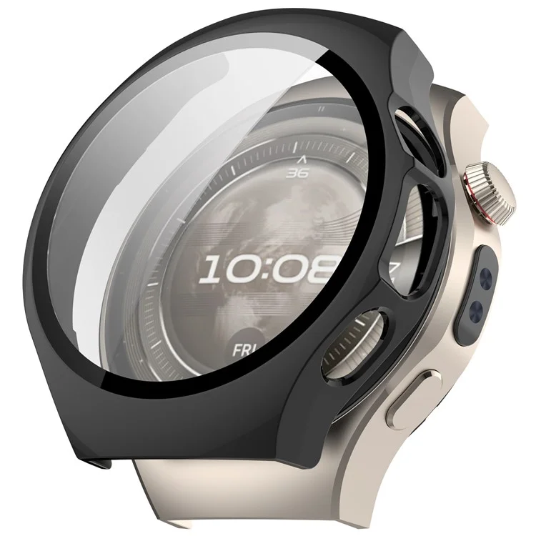 Für Huawei Watch 5 42mm Gehäuse PC-Rahmen Abdeckung mit gehärtetem Glasschutzfilm - Schwarz
