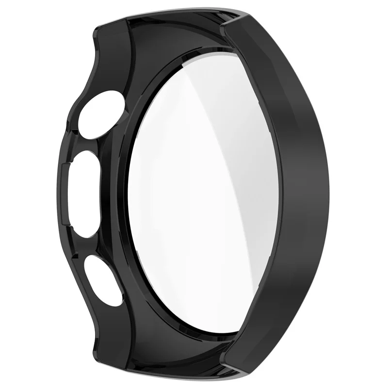 For Huawei Watch 5 46mm Watch Case PC Frame Cover with Tempered Glass Screen Film - Black