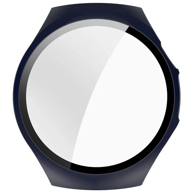For Huawei Watch 5 46mm Watch Case PC Frame Cover with Tempered Glass Screen Film - Dark Blue
