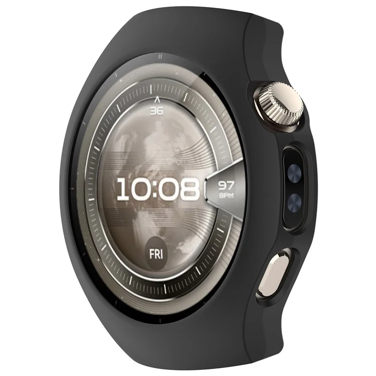 Für Huawei Watch 5 46mm Hülle Halbumwickelt Hohlraum Harte PC Uhrenabdeckung - Schwarz