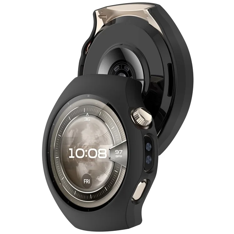 Für Huawei Watch 5 46mm Hülle Halbumwickelt Hohlraum Harte PC Uhrenabdeckung - Schwarz