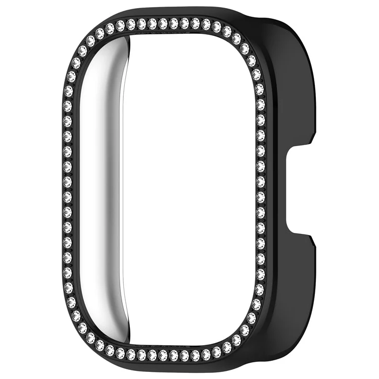 For Xiaomi Redmi Watch 5 Lite Watch Case Rhinestone Decor Hollow Electroplating PC Watch Cover - Black