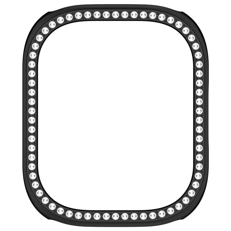 For Xiaomi Redmi Watch 5 Lite Watch Case Rhinestone Decor Hollow Electroplating PC Watch Cover - Black