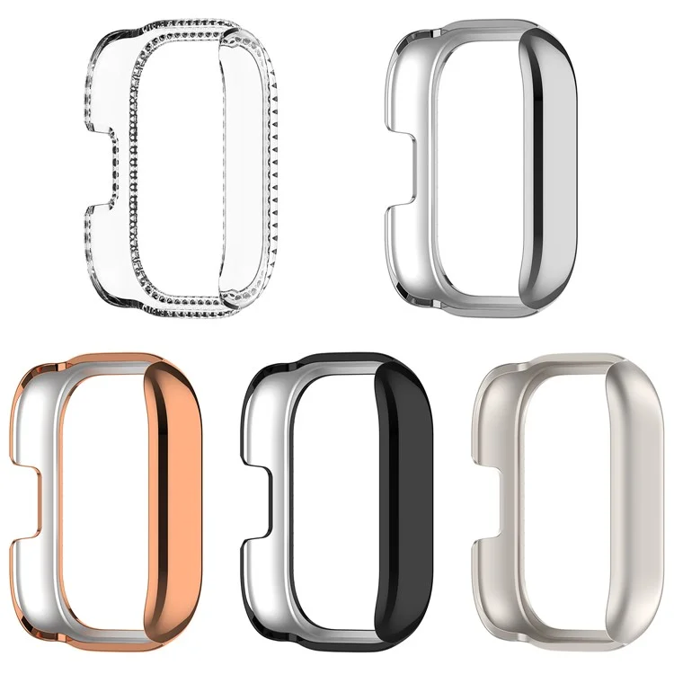 For Xiaomi Redmi Watch 5 Lite Watch Case Rhinestone Decor Hollow Electroplating PC Watch Cover - Black