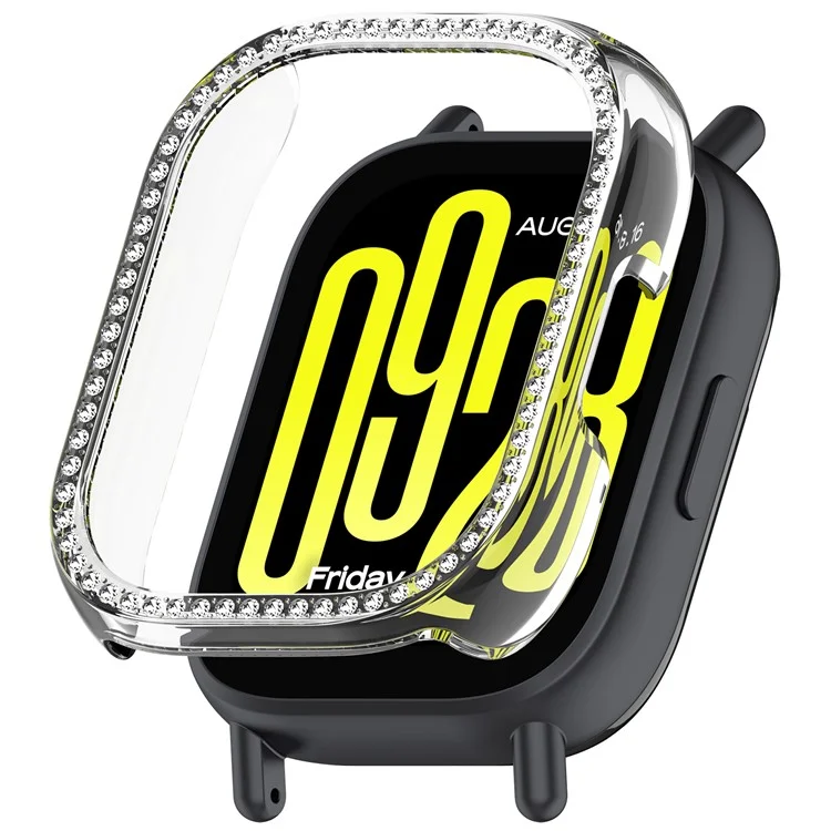 For Xiaomi Redmi Watch 5 Lite Clear Watch Case Rhinestone Decorative Hollow Design PC Watch Cover