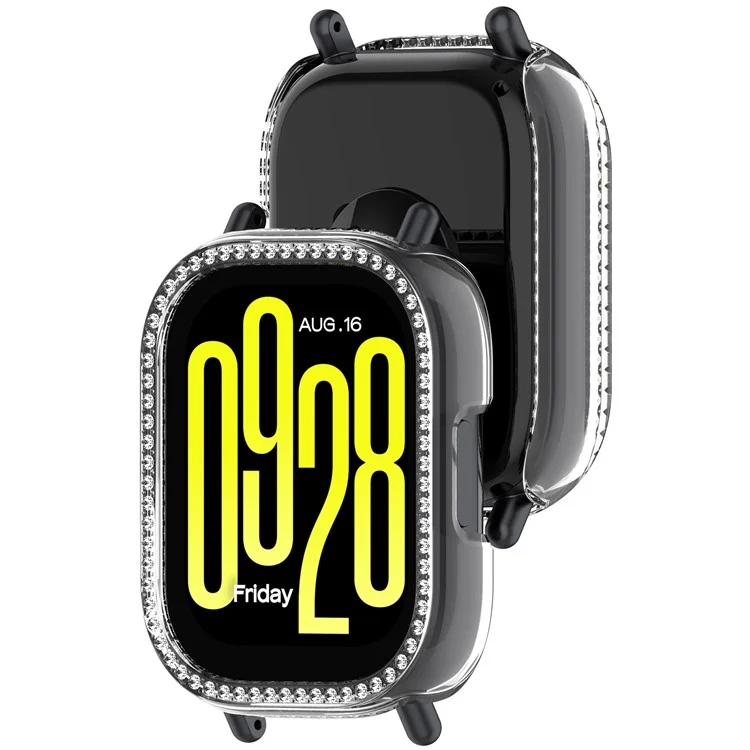 For Xiaomi Redmi Watch 5 Lite Clear Watch Case Rhinestone Decorative Hollow Design PC Watch Cover