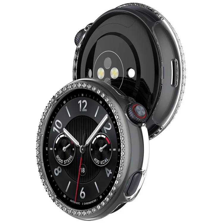 Capa de Relógio Transparente com Design Decorativo Vazado e Strass para Vivo Watch 5