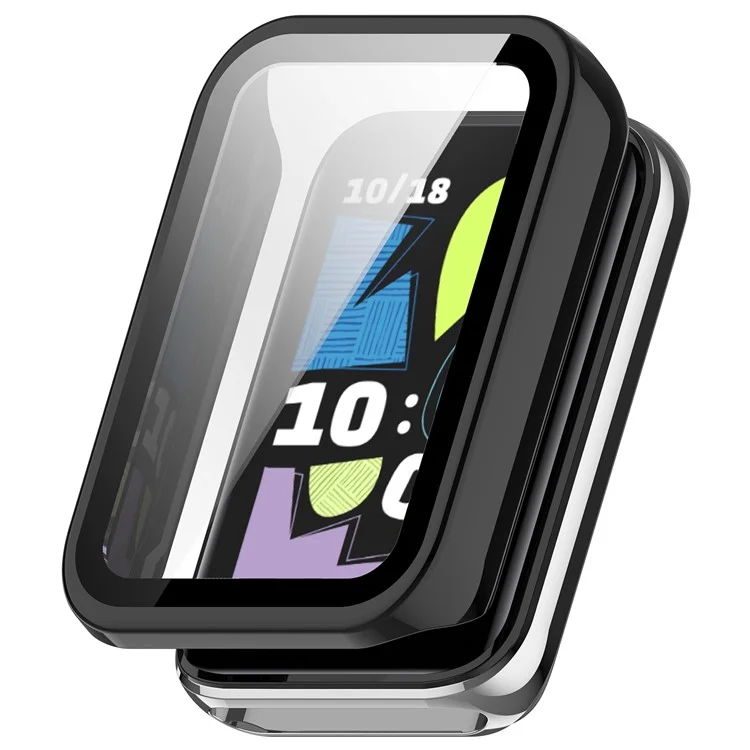 For Honor Band 10 Watch Case PC Frame Cover with Tempered Glass Screen Film - Black