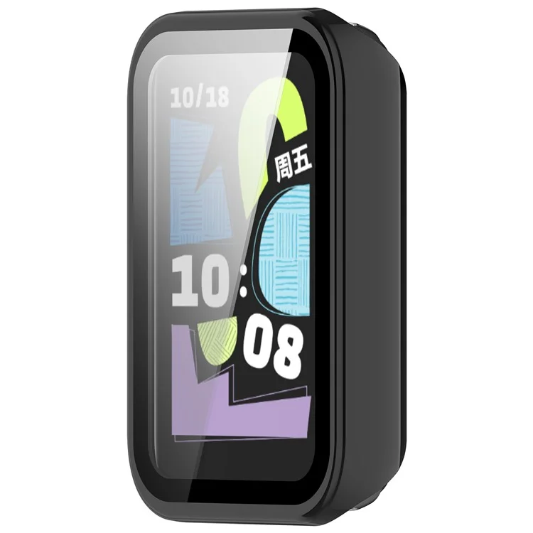 For Honor Band 10 Watch Case PC Frame Cover with Tempered Glass Screen Film - Black