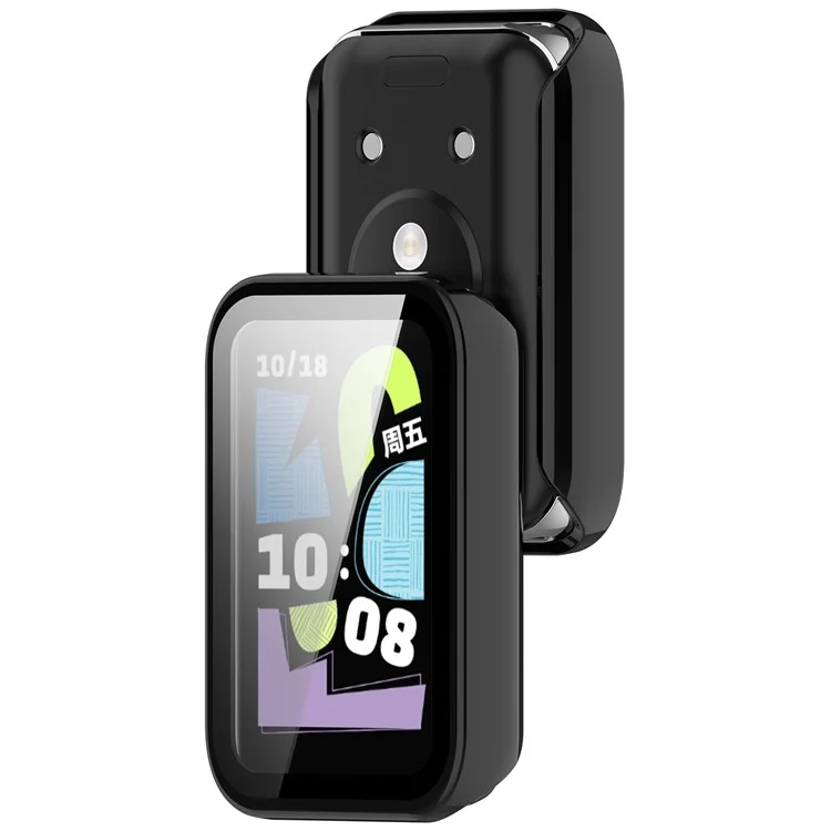 For Honor Band 10 Watch Case PC Frame Cover with Tempered Glass Screen Film - Black