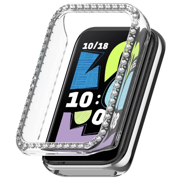 Funda transparente para reloj Honor Band 10 con diseño hueco decorativo de strass en PC