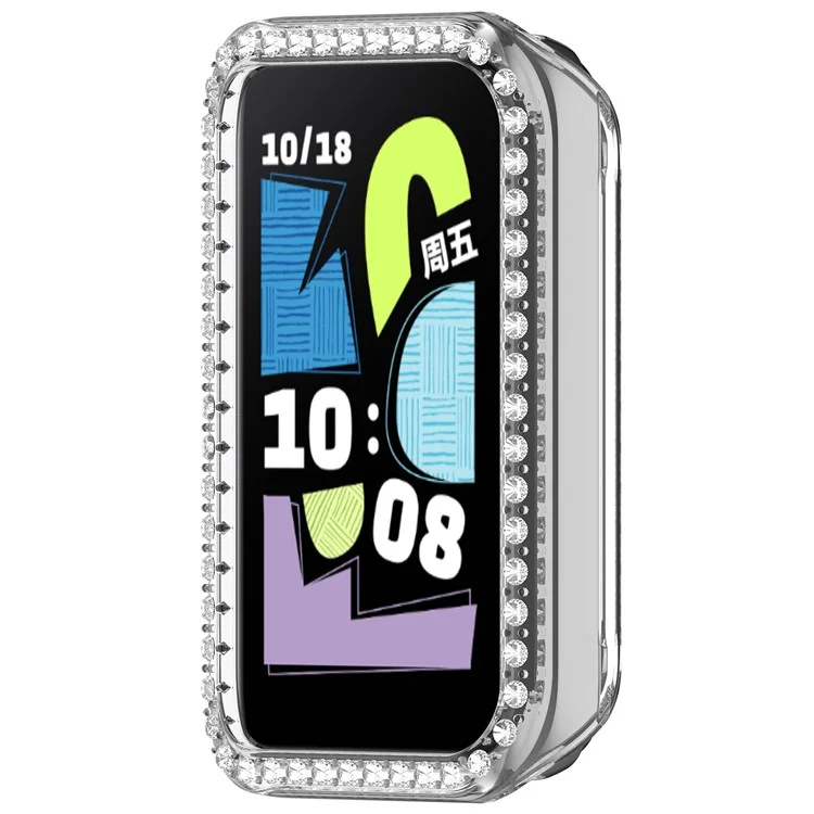 Funda transparente para reloj Honor Band 10 con diseño hueco decorativo de strass en PC