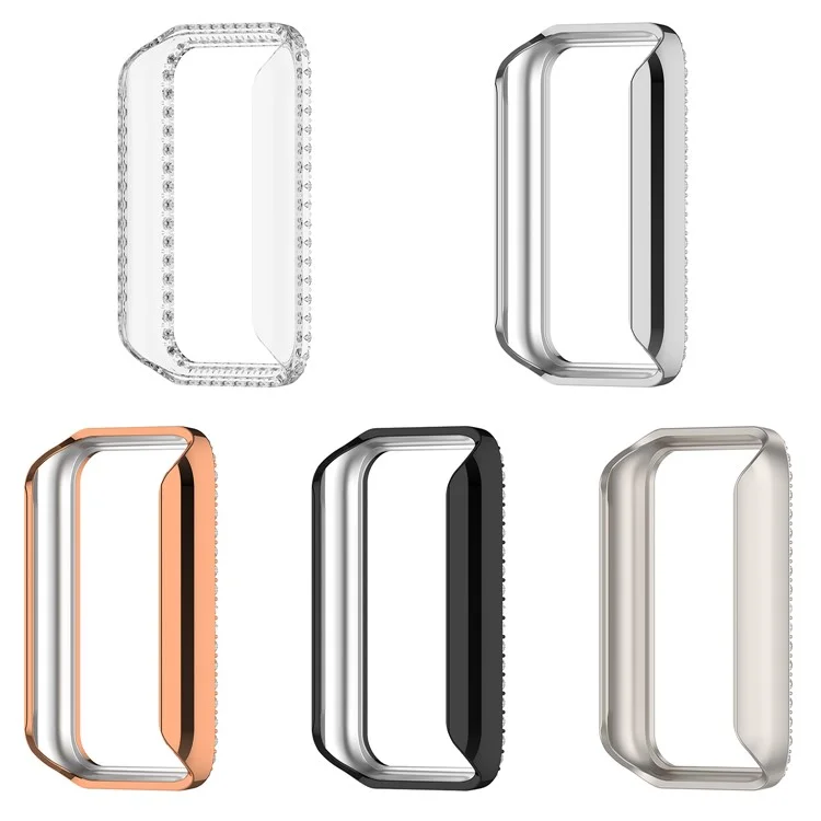 Funda transparente para reloj Honor Band 10 con diseño hueco decorativo de strass en PC