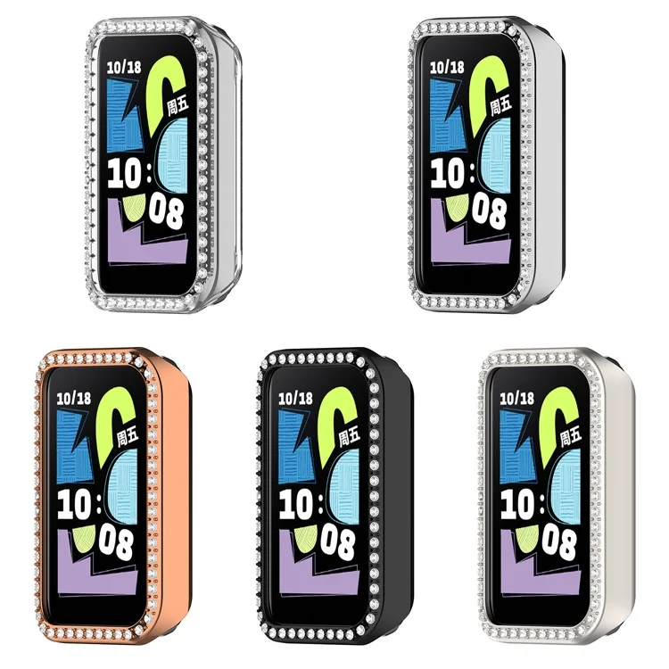Funda transparente para reloj Honor Band 10 con diseño hueco decorativo de strass en PC