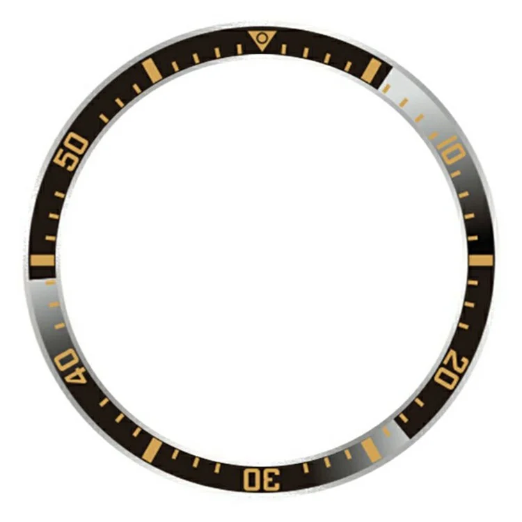 For Samsung Galaxy Watch 7 6 5 4 40mm Bezel Ring Anti Scratch Aluminum Alloy Adhesive Cover - Black / Gold Characters