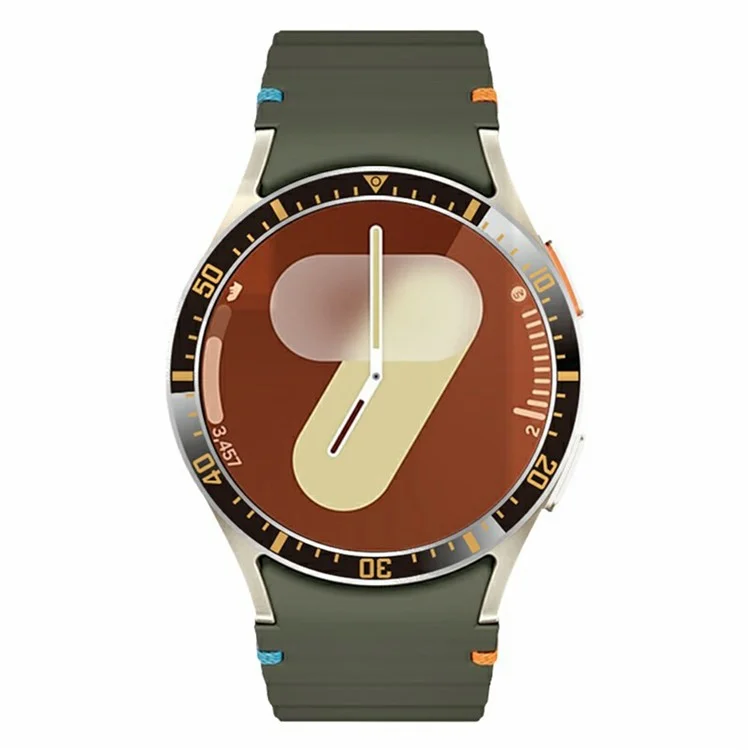 For Samsung Galaxy Watch 7 6 5 4 40mm Bezel Ring Anti Scratch Aluminum Alloy Adhesive Cover - Black / Gold Characters