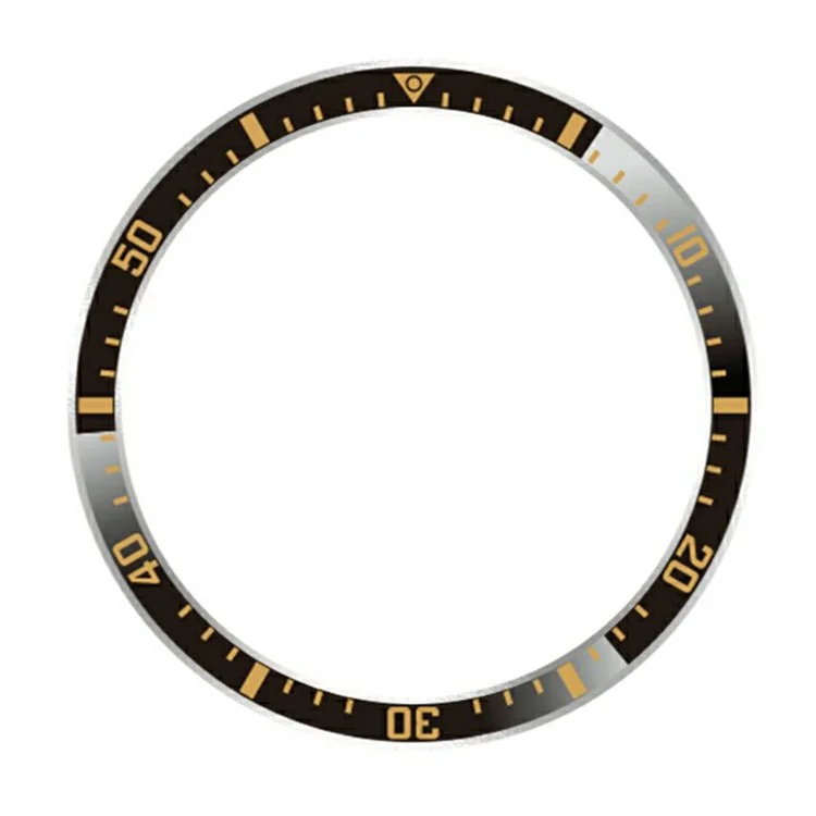 For Samsung Galaxy Watch 7 6 5 4 44mm Bezel Ring Anti Scratch Aluminum Alloy Adhesive Cover - Black / Gold Characters