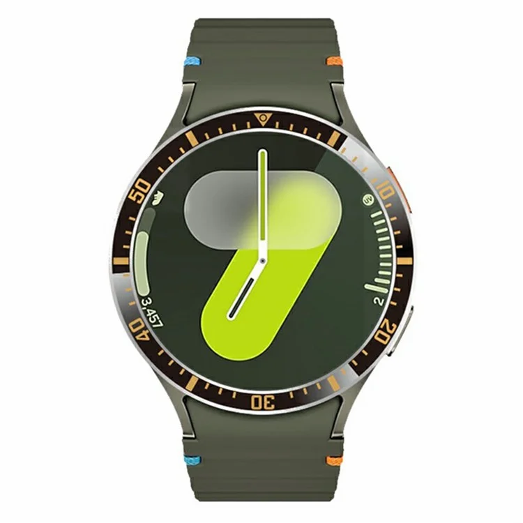 For Samsung Galaxy Watch 7 6 5 4 44mm Bezel Ring Anti Scratch Aluminum Alloy Adhesive Cover - Black / Gold Characters