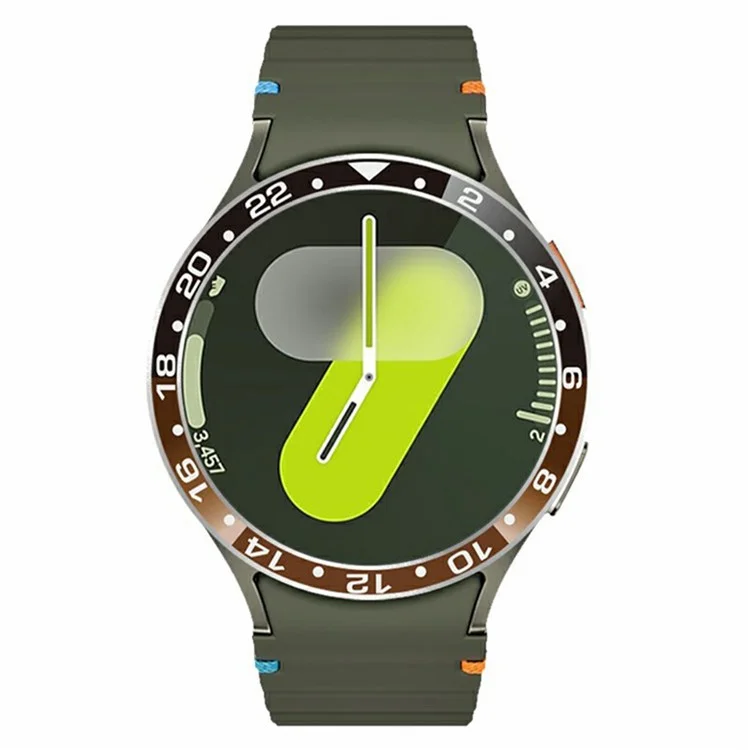 For Samsung Galaxy Watch 7 6 5 4 40mm Bezel Ring Aluminum Alloy Dual Color Protective Cover - Black + Tan
