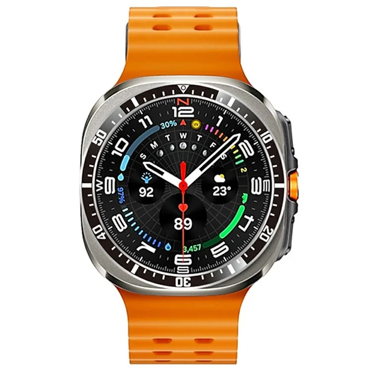 For Samsung Galaxy Watch Ultra 47mm Bezel Ring Anti Scratch Aluminum Alloy Adhesive Cover - Black / White Characters