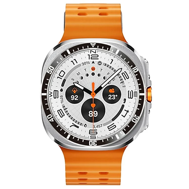For Samsung Galaxy Watch Ultra 47mm Bezel Ring Anti Scratch Aluminum Alloy Adhesive Cover - Black / White Characters