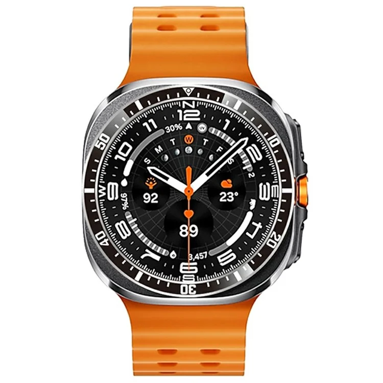 For Samsung Galaxy Watch Ultra 47mm Bezel Ring Anti Scratch Aluminum Alloy Adhesive Cover - Black / White Characters