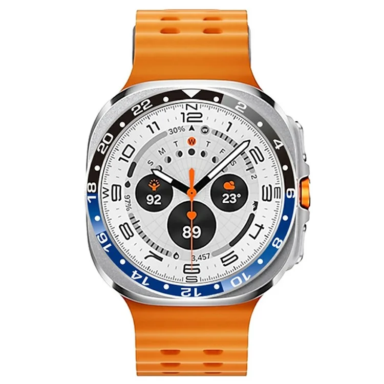 For Samsung Galaxy Watch Ultra 47mm Bezel Ring Aluminum Alloy Dual Color Protective Cover - Black + Blue