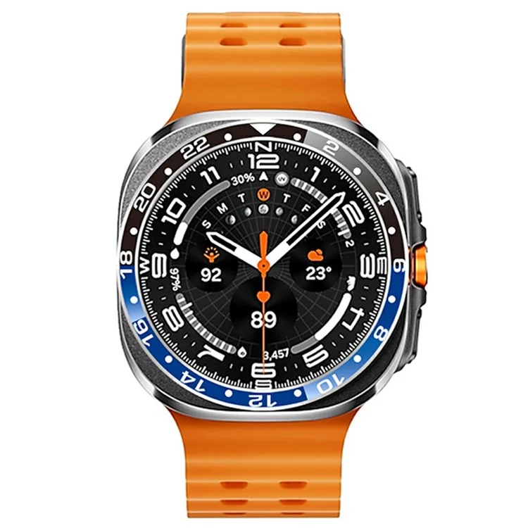 For Samsung Galaxy Watch Ultra 47mm Bezel Ring Aluminum Alloy Dual Color Protective Cover - Black + Blue