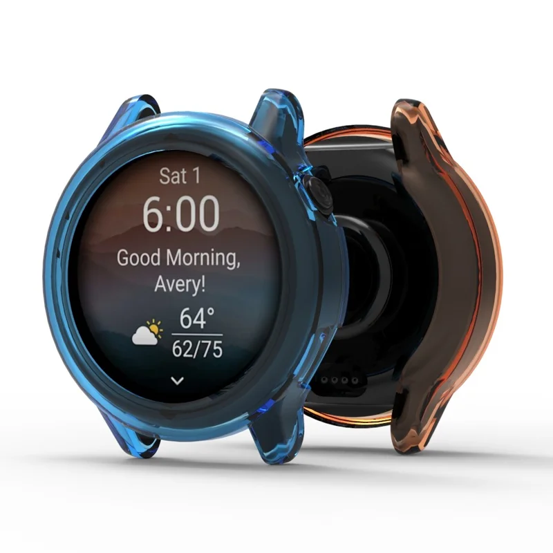 Für Garmin Vivoactive 6 Schutz-Uhrengehäuse Weiches TPU Ausgehöhltes Cover - Transparent Schwarz