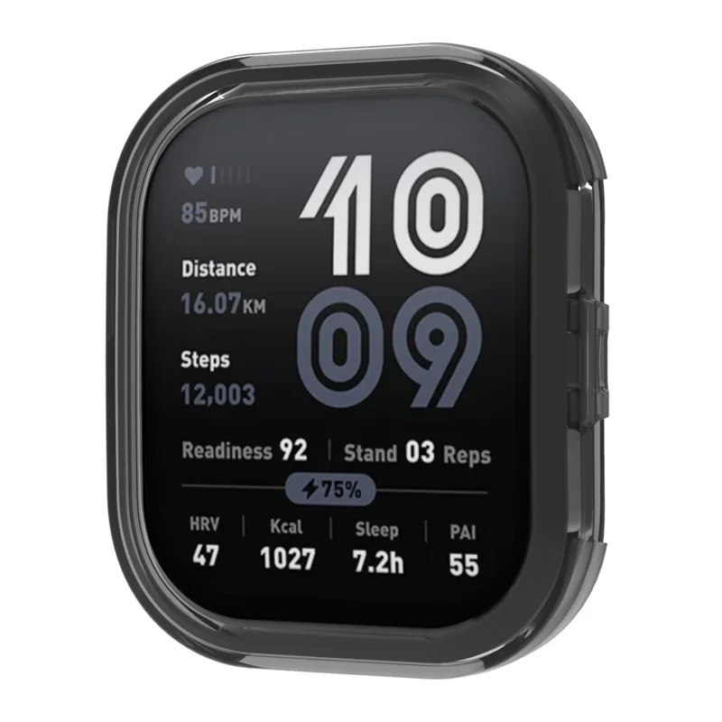 Для Huami Amazfit Bip 6 Защитный чехол для часов из мягкого TPU с перфорацией - Прозрачный черный