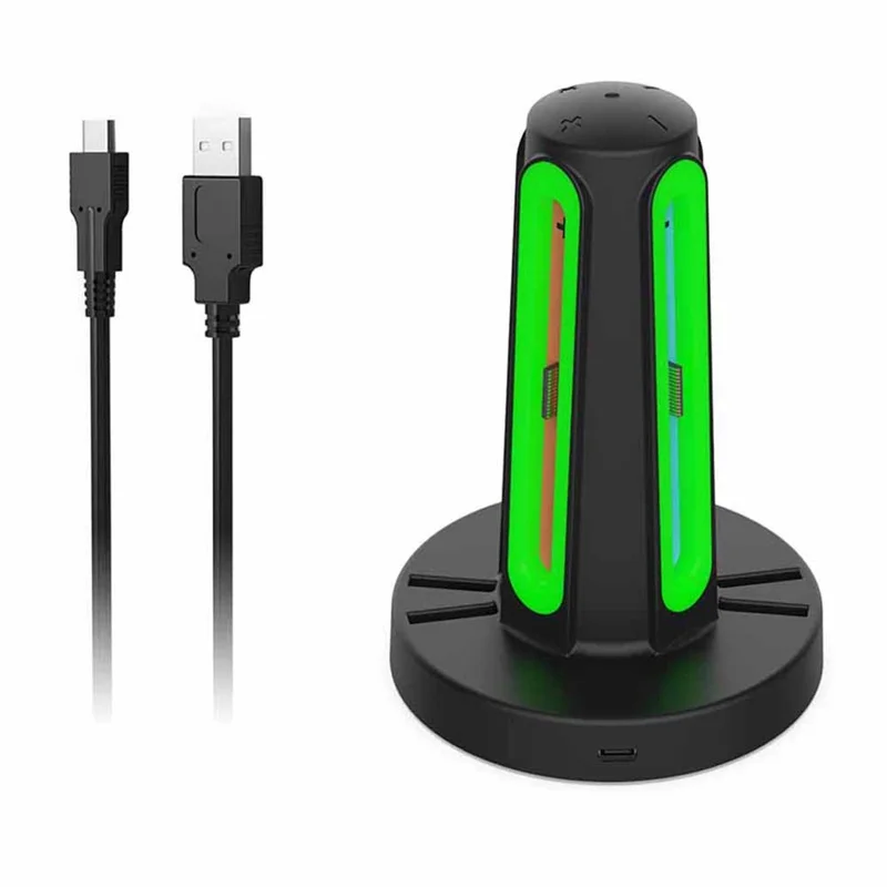 Base de carga DOBE TNS-3172 para 2 mandos Joy-Con de Nintendo Switch con almacenamiento de tarjetas de juego