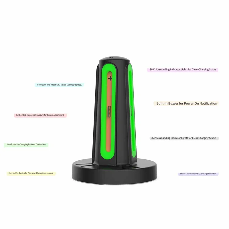 Base de carga DOBE TNS-3172 para 2 mandos Joy-Con de Nintendo Switch con almacenamiento de tarjetas de juego