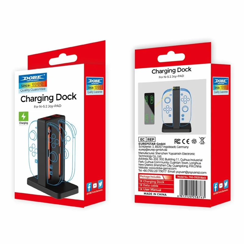 Base de Carregamento DOBE TNS-3192B para 2 Controles Joy-Con do Nintendo Switch com Indicador LED - Carregador de 4 Slots