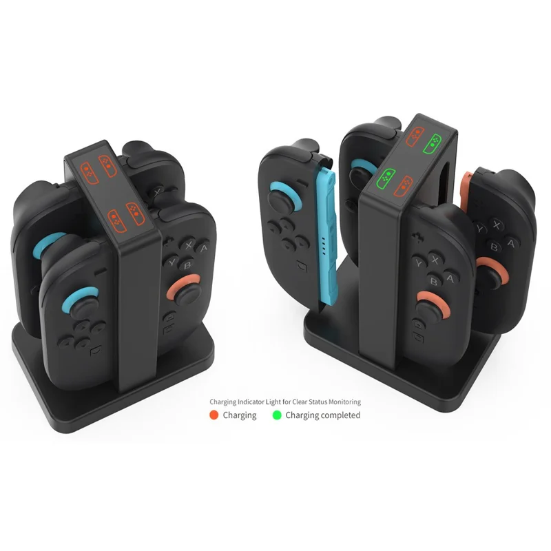 Base de Carregamento DOBE TNS-3192B para 2 Controles Joy-Con do Nintendo Switch com Indicador LED - Carregador de 4 Slots