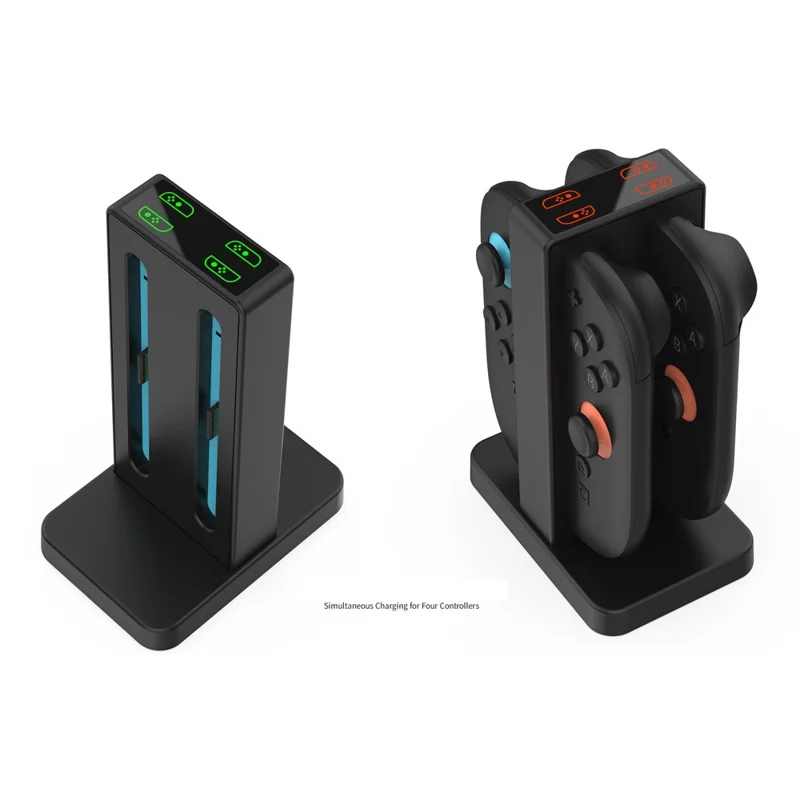 Base de Carregamento DOBE TNS-3192B para 2 Controles Joy-Con do Nintendo Switch com Indicador LED - Carregador de 4 Slots