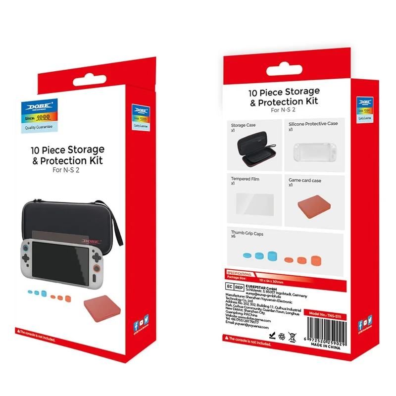 DOBE TNS-5111 Für Nintendo Switch 2-in-1-Set mit Aufbewahrungstasche, Silikon-Schutzhülle, Displayschutz und Spielkartenbox