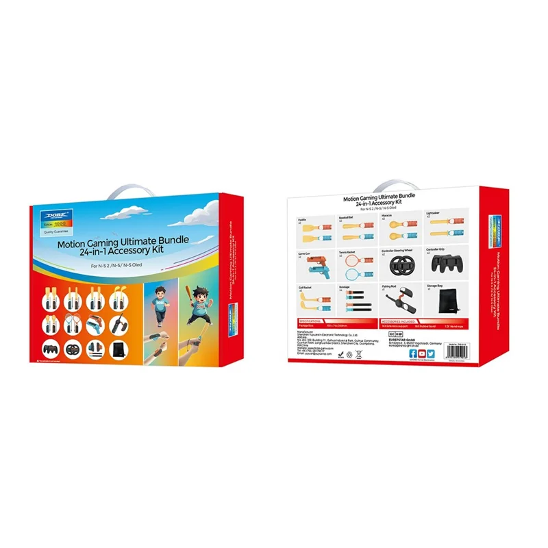 DOBE TNS-5113 Für Nintendo Switch 2 24-in-1 Bewegungs-Gaming-Set mit Tennisschläger / Angelrute / Schießpistole Joy-Con Halterung