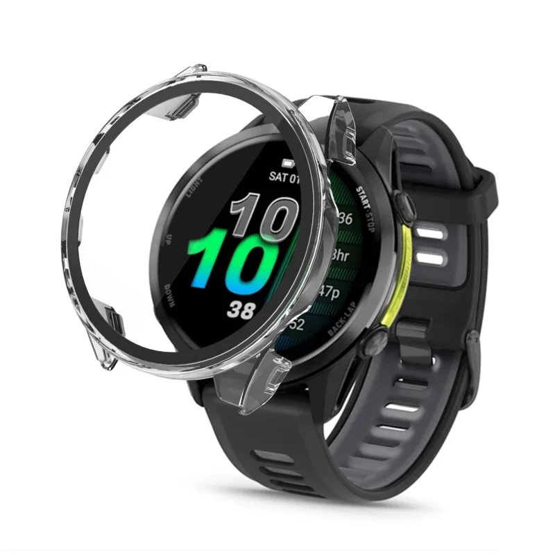 Per Garmin Forerunner 970 Custodia Protettiva Rigida in PC con Pellicola in Vetro Temperato - Trasparente