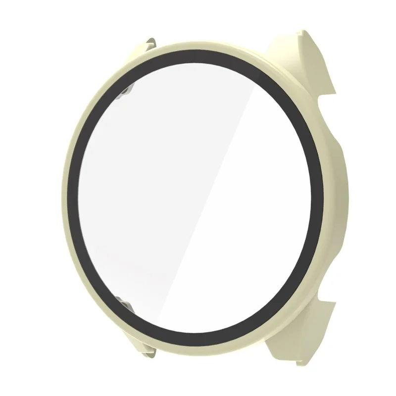 For Garmin Forerunner 970 Protective Case Hard PC Watch Frame with Tempered Glass Film - Ivory White