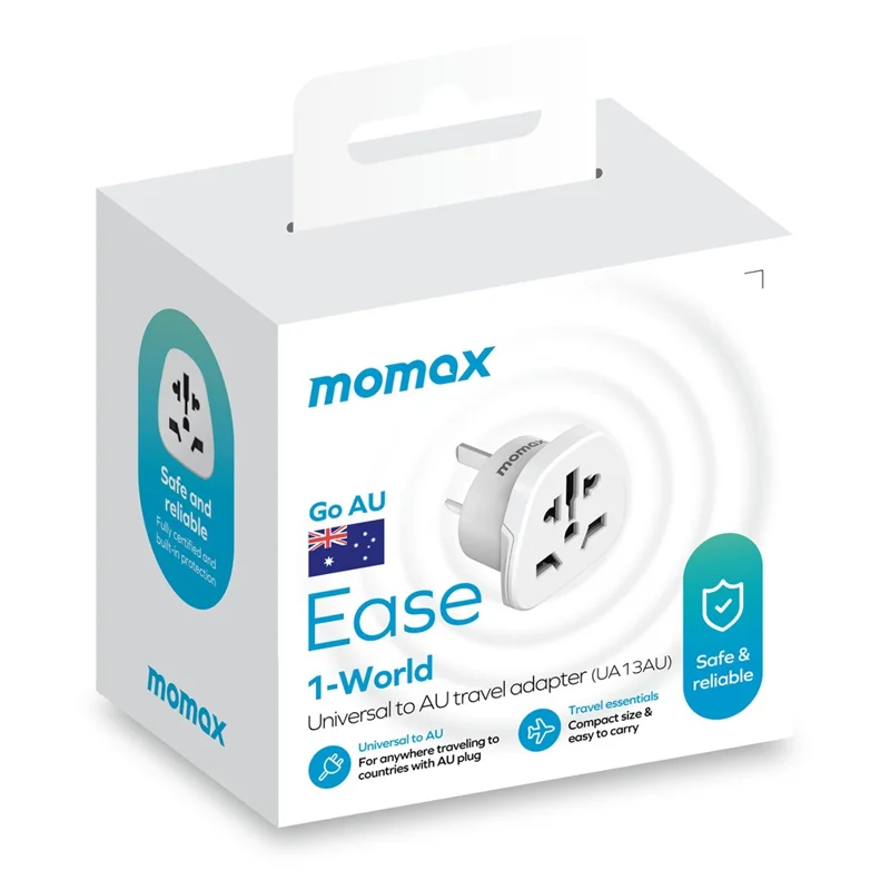 Adaptador de Viaje Universal MOMAX 1-World de 2500W Convertidor de Corriente - Enchufe AU / Blanco