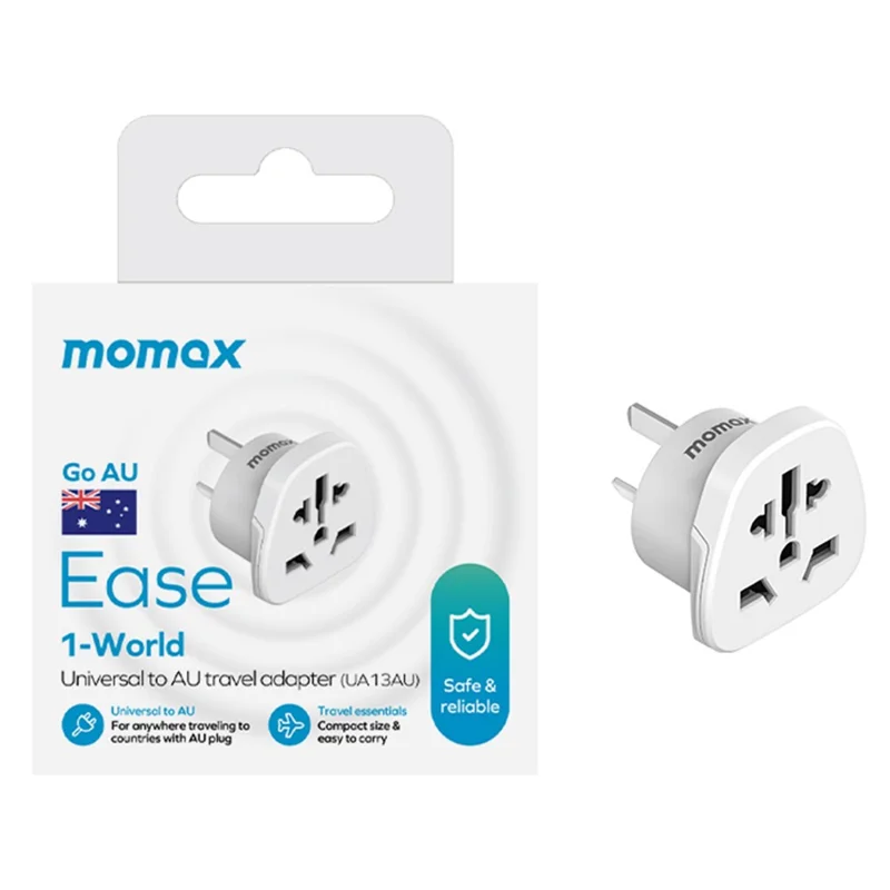 Adaptador de Viaje Universal MOMAX 1-World de 2500W Convertidor de Corriente - Enchufe AU / Blanco